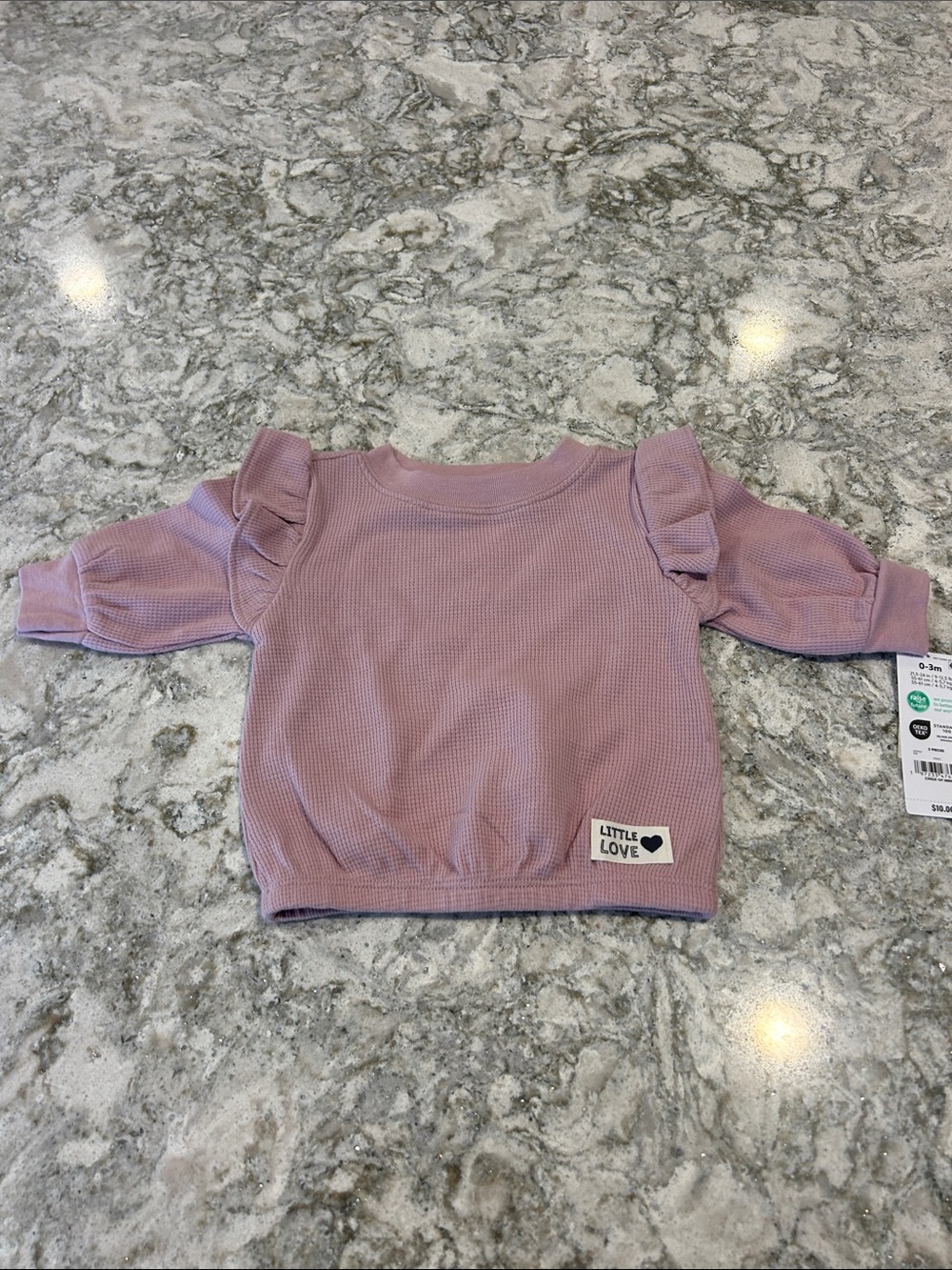 child of mine Dusty Lavender Ruffle-Sleeve Waffle Pullover